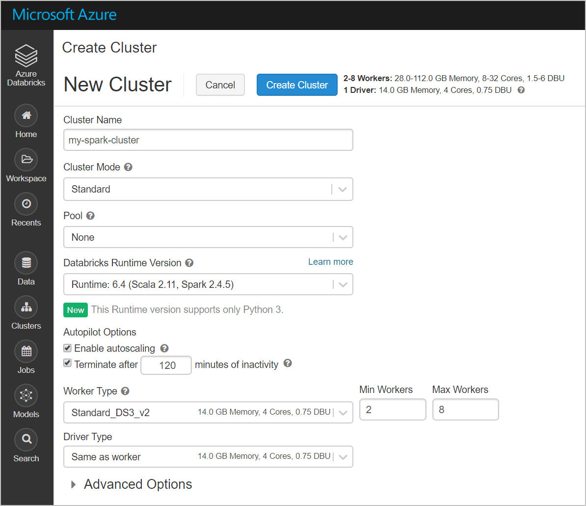 Creating New Cluster image